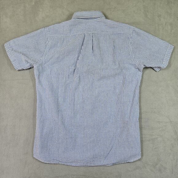 Gitman Bros Seersucker Shirt Mens M Button Down Short Sleeve Business Striped - Picture 9 of 14